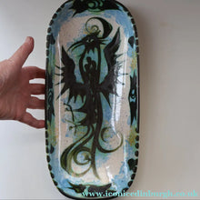 Load image into Gallery viewer, Collectable LARGE 1960s CORNISH Pottery Oblong Platter by Celtic Pottery (Newlyn) Phoenix Design. Height: 14 inches
