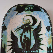 Load image into Gallery viewer, Collectable LARGE 1960s CORNISH Pottery Oblong Platter by Celtic Pottery (Newlyn) Phoenix Design. Height: 14 inches
