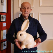 Load image into Gallery viewer, Rare HUGE Delcroft Pottery Beige Snub Nose Rabbit (in the manner of Sylvac). Size 00 (12 1/2 inches)
