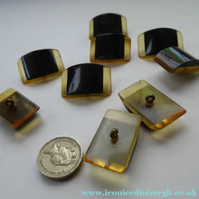 Load image into Gallery viewer, Rare Matching Set of 10 Art DECO Two Tone LUCITE / PERSPEX Buttons

