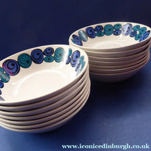 Load image into Gallery viewer, Rare Norwegian FIGGJO FLINT Saturn Pattern Soup or Pudding Bowls: 6 3/4 inches. Kirsten Dekor Range;  1960s
