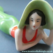 Load image into Gallery viewer, ORIGINAL 1920s German "Bathing Beauty" Porcelain Art Deco Miniature Figurine
