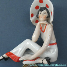 Load image into Gallery viewer, ORIGINAL 1920s German "Bathing Beauty" Porcelain Art Deco Miniature Figurine
