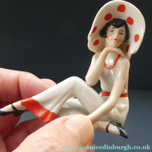 Load image into Gallery viewer, ORIGINAL 1920s German "Bathing Beauty" Porcelain Art Deco Miniature Figurine
