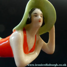Load image into Gallery viewer, ORIGINAL 1920s German "Bathing Beauty" Porcelain Art Deco Miniature Figurine
