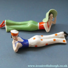 Load image into Gallery viewer, ORIGINAL 1920s German "Bathing Beauty" Porcelain Art Deco Miniature Figurine
