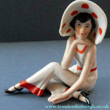 Load image into Gallery viewer, ORIGINAL 1920s German "Bathing Beauty" Porcelain Art Deco Miniature Figurine
