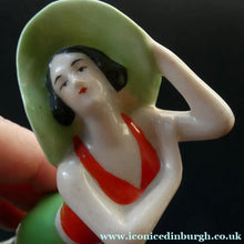 Load image into Gallery viewer, ORIGINAL 1920s German "Bathing Beauty" Porcelain Art Deco Miniature Figurine
