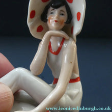 Load image into Gallery viewer, ORIGINAL 1920s German "Bathing Beauty" Porcelain Art Deco Miniature Figurine

