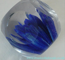 Load image into Gallery viewer,  Perthshire Glass Floral Paperweight (PP133A) with Blue Flower Heads and Facets
