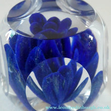 Load image into Gallery viewer,  Perthshire Glass Floral Paperweight (PP133A) with Blue Flower Heads and Facets
