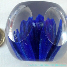Load image into Gallery viewer,  Perthshire Glass Floral Paperweight (PP133A) with Blue Flower Heads and Facets
