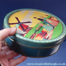 Load image into Gallery viewer, Rare Round Dutch Biscuit Tin. Unusual Art Deco Design; c 1930s
