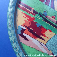 Load image into Gallery viewer, Rare Round Dutch Biscuit Tin. Unusual Art Deco Design; c 1930s
