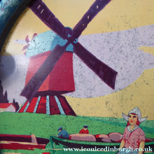 Load image into Gallery viewer, Rare Round Dutch Biscuit Tin. Unusual Art Deco Design; c 1930s
