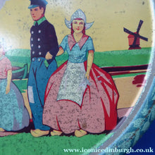 Load image into Gallery viewer, Rare Round Dutch Biscuit Tin. Unusual Art Deco Design; c 1930s
