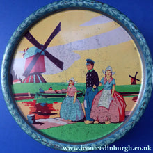 Load image into Gallery viewer, Rare Round Dutch Biscuit Tin. Unusual Art Deco Design; c 1930s
