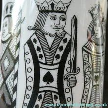 Load image into Gallery viewer, Six Spode Bone China Espresso Cups and Saucers. Playing Cards Pattern
