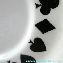 Load image into Gallery viewer, Six Spode Bone China Espresso Cups and Saucers. Playing Cards Pattern

