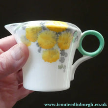 Load image into Gallery viewer, SHELLEY 1930s Art Deco Milk Jug and Open Sugar Bowl. Regal Acacia Pattern with Yellow Flowers
