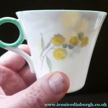 Load image into Gallery viewer, SHELLEY 1930s Art Deco TRIO (Cup, Saucer &amp; Side Plate). Regal Acacia Pattern with Yellow Flowers
