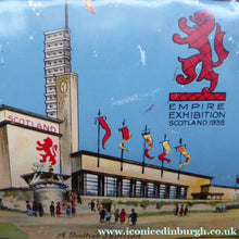 Load image into Gallery viewer, Rare Survivor Glasgow Empire Exhibition Sweetie Tin 1938; with an Image of the Scottish Pavilion
