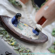 Load image into Gallery viewer, Rare Victorian Staffordshire Figurine. Little Model of Grace Darling Rowing a Boat. Lighthouse in Background
