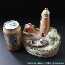 Load image into Gallery viewer, Rare Victorian Staffordshire Figurine. Little Model of Grace Darling Rowing a Boat. Lighthouse in Background
