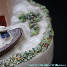 Load image into Gallery viewer, Rare Victorian Staffordshire Figurine. Little Model of Grace Darling Rowing a Boat. Lighthouse in Background
