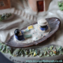 Load image into Gallery viewer, Rare Victorian Staffordshire Figurine. Little Model of Grace Darling Rowing a Boat. Lighthouse in Background

