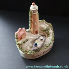 Load image into Gallery viewer, Rare Victorian Staffordshire Figurine. Little Model of Grace Darling Rowing a Boat. Lighthouse in Background
