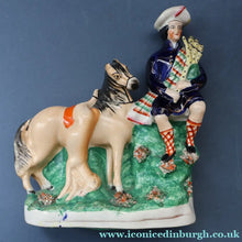 Load image into Gallery viewer, RARE 19th Century Staffordshire Figurine  of a Scottish Gamekeeper with his Horse &amp; Deer
