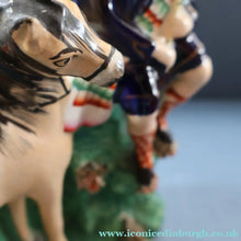 Load image into Gallery viewer, RARE 19th Century Staffordshire Figurine  of a Scottish Gamekeeper with his Horse &amp; Deer
