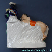 Load image into Gallery viewer, RARE 19th Century Staffordshire Figurine  of a Scottish Gamekeeper with his Horse &amp; Deer
