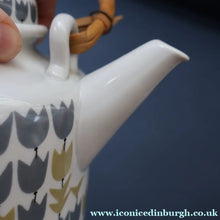 Load image into Gallery viewer, RARE Vintage 1950s MARIANNE WESTMAN Teapot, Milk Jug and Open Sugar Bowl by Rörstrand Sweden. "PARTY" Pattern 
