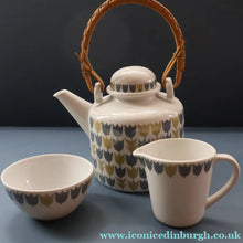Load image into Gallery viewer, RARE Vintage 1950s MARIANNE WESTMAN Teapot, Milk Jug and Open Sugar Bowl by Rörstrand Sweden. "PARTY" Pattern 
