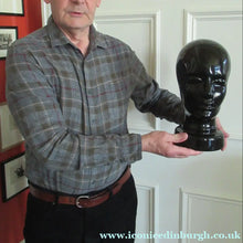 Load image into Gallery viewer, Vintage West German Scheurich Pottery Glossy Black Ceramic Display Head
