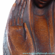 Load image into Gallery viewer, Vintage AMERICAN The Grail Studio Pottery Model of the Virgin Mark. With Grailville Paper Label and Signature
