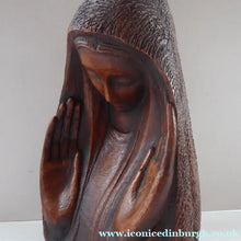 Load image into Gallery viewer, Vintage AMERICAN The Grail Studio Pottery Model of the Virgin Mark. With Grailville Paper Label and Signature
