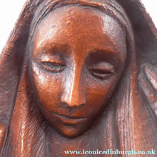 Load image into Gallery viewer, Vintage AMERICAN The Grail Studio Pottery Model of the Virgin Mark. With Grailville Paper Label and Signature
