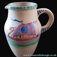 Load image into Gallery viewer, Vintage Mid Century Honiton Pottery Jug with Viking Galleon Design
