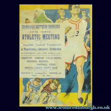 Load image into Gallery viewer, RARE. Vintage SCOTTISH ATHLETICS POSTER. Edinburgh Southern Harriers Interest. Colour Lithograph Published in 1926
