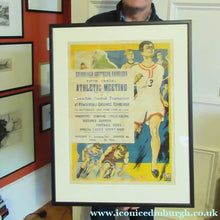 Load image into Gallery viewer, RARE. Vintage SCOTTISH ATHLETICS POSTER. Edinburgh Southern Harriers Interest. Colour Lithograph Published in 1926
