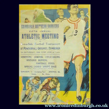 Load image into Gallery viewer, RARE. Vintage SCOTTISH ATHLETICS POSTER. Edinburgh Southern Harriers Interest. Colour Lithograph Published in 1926
