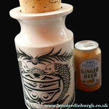 Load image into Gallery viewer, Rarer 1960s Portmeirion Storage Cannister with Dolphin Motif &amp; Original Cork Lid
