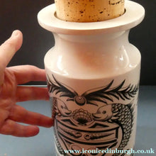 Load image into Gallery viewer, Rarer 1960s Portmeirion Storage Cannister with Dolphin Motif &amp; Original Cork Lid
