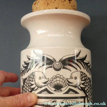 Load image into Gallery viewer, Rarer 1960s Portmeirion Storage Cannister with Dolphin Motif &amp; Original Cork Lid
