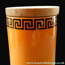 Load image into Gallery viewer, Rarer 1960s Portmeirion Storage Pot  in Tangerine Colour with Dolphin Motif &amp; Original Wooden Lid

