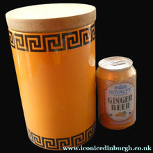 Load image into Gallery viewer, Rarer 1960s Portmeirion Storage Pot  in Tangerine Colour with Dolphin Motif &amp; Original Wooden Lid

