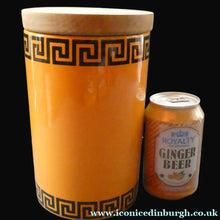 Load image into Gallery viewer, Rarer 1960s Portmeirion Storage Pot  in Tangerine Colour with Dolphin Motif &amp; Original Wooden Lid
